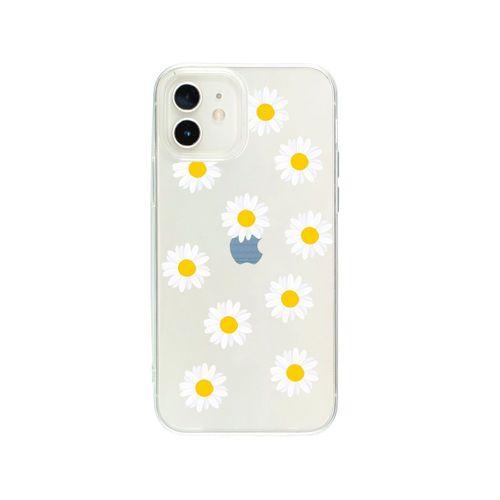 iPhone 12 Mini Bahar Papatyaları Desenli Premium Şeffaf Silikon Kılıf