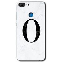 MRCİLETİSİM Honor 9 Lite Kılıf HD Desen Baskılı Arka Kapak + Temperli Cam - Beyaz Mermer Desenli O Harfi