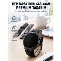 3 Kordonlu Amoled Ekran Bluetooth Aramalı Akıllı Saat Metal, Deri Ve Silikon Kordon Seti