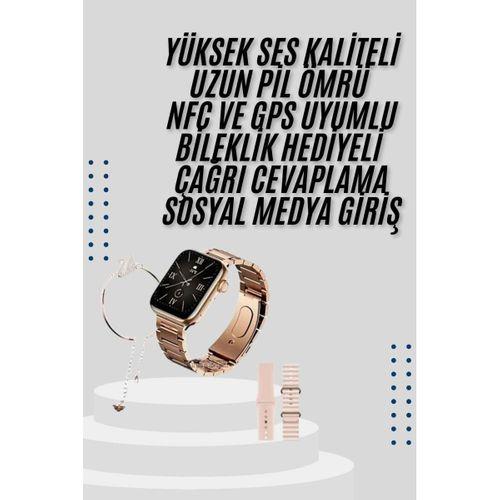Akıllı Saat 3 Kordonlu Ve Aksesuarlı Bayanlar Için Şık Rose Renk