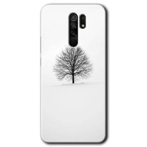 Xiaomi Redmi 9 Kılıf HD Desen Baskılı Arka Kapak+Temperli Cam - Alone Tree