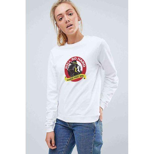 Carmen Sandiego Ball So Hard Baskılı Beyaz Kadın Sweatshirt
