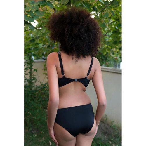 Kadın İçi Boş Fiyonklu Kaplı Siyah Alt Üst Bikini Takım