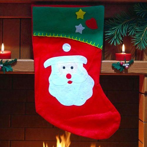 KIRMIZI NOEL ÇORABI NOEL BABA FİGÜRLÜ ÇORAP YILBAŞI SÜSLERİ YILBAŞI DEKORLARI 44 CM NOEL BABA ÇORABI