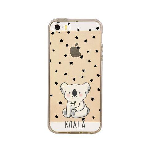 iPhone 5 Koala Desenli Premium Şeffaf Silikon Kılıf
