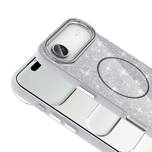 Apple iPhone 17 Air Kılıf M-safe Şarj Özellikli Parlayan Simli Zore Okso Kapak