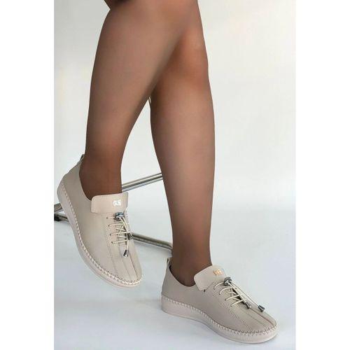 Warte Bej Deri Bağcıklı Spor Ayakkabı