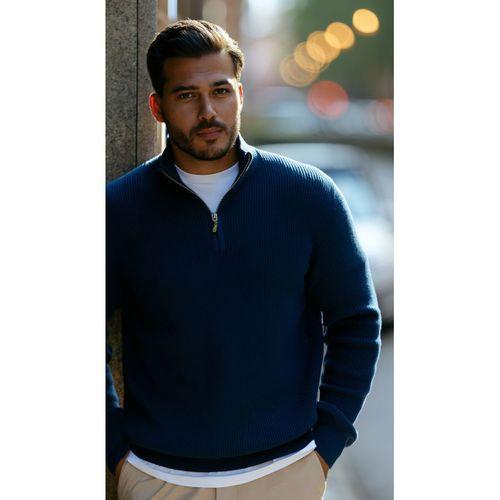 Erkek Balıkçı Zip Yaka Uzun Kollu Triko