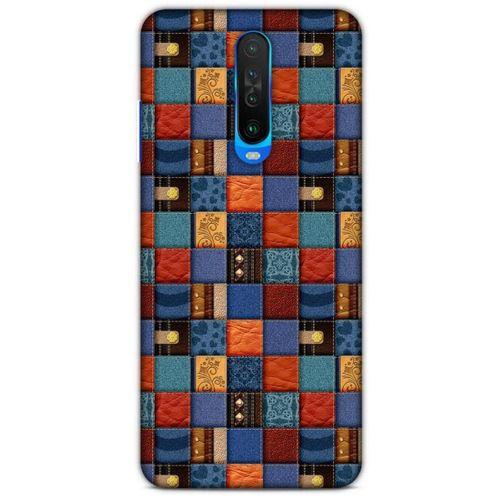 Xiaomi Poco X2 Kılıf Patchwork (16) Kalın Kılıf Turuncu Mavi