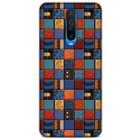 Xiaomi Poco X2 Kılıf Patchwork (16) Kalın Kılıf Turuncu Mavi