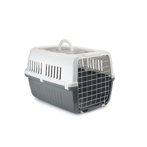 Beeztees Köpek veya Kedi Taşıma Kabı, Çift Girişli, Gri/Beyaz, 55x35x34cm