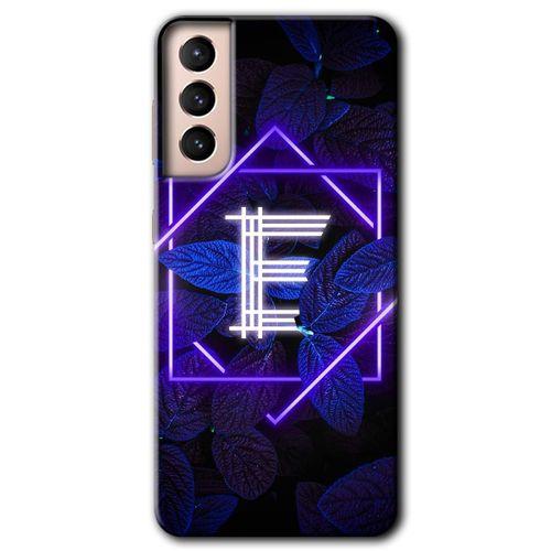 Samsung Galaxy S21 Plus Kılıf HD Desen Baskılı Arka Kapak - Dark Neon Yaprak E Harfi