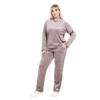 Melsay Butik Parlak Kadife Vizon Yarım Garni Taşlı Kadın Eşofman Takımı