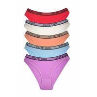 5 Adet Beli Yazılı Pamuklu Kalın Lastik Kadın Slip Külot