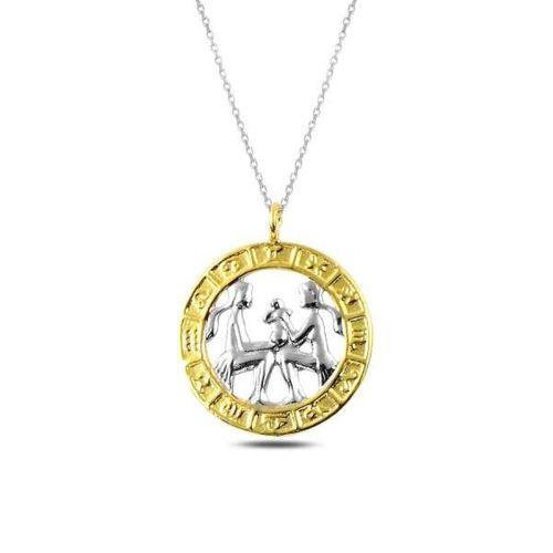 ​Lucky Life 925 Ayar Gumuss  Gold İkizler Burcu Kolye