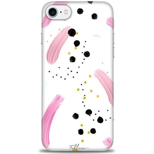 iPhone 8 Kılıf HD Baskılı Kılıf - Pembe ve Benekler + Tam Ekran Koruyucu