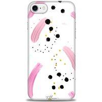 iPhone 8 Kılıf HD Baskılı Kılıf - Pembe ve Benekler + Tam Ekran Koruyucu