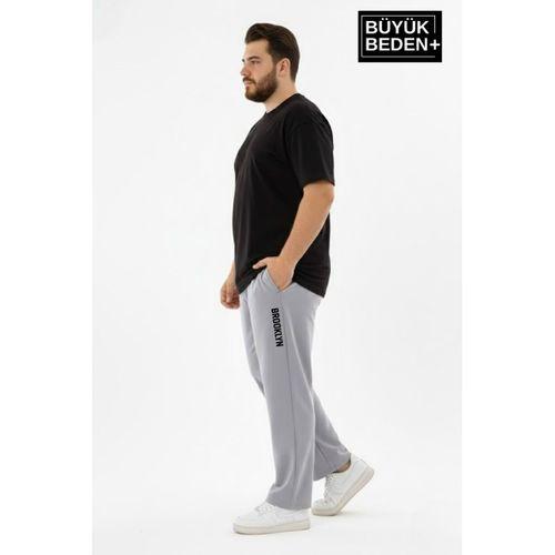 Erkek Büyük Beden BROOKLYN Baskılı Rahat Kesim Paça Reçme  ince Eşofman Altı SPR26EA952-2