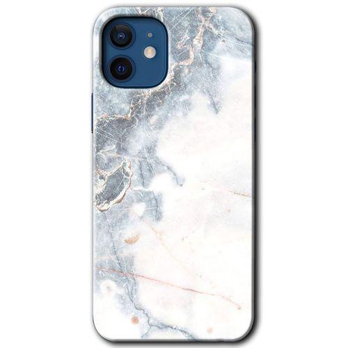 iPhone 12 Kılıf HD Desen Baskılı Arka Kapak - White Marble + Kırılmaz Cam