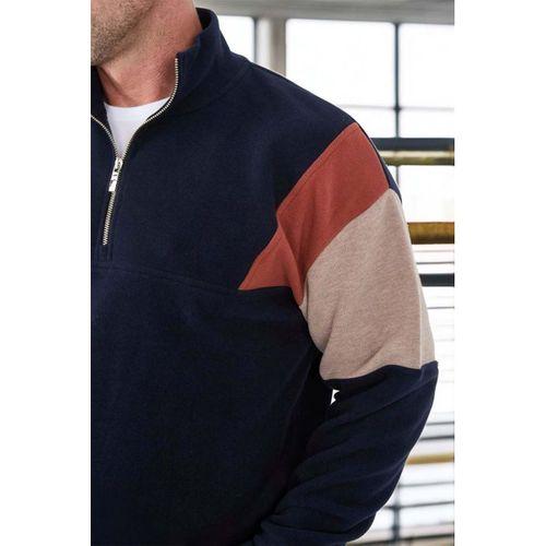Oversize Erkek Kolları Garnili Selanik Örme Erkek Sweatshirt - Lacivert