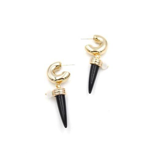 Fildişi Halka Küpe - Siyah