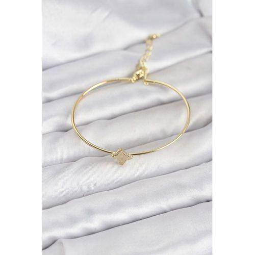 Gold Renk Pirinç Köşeli Yonca Model Kadın Bileklik