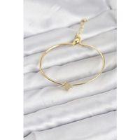 Gold Renk Pirinç Köşeli Yonca Model Kadın Bileklik