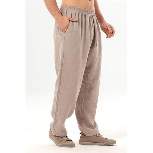 Beli Lastikli Yandan Çift Cepli Müslin Şalvar Pantolon Taş Tas