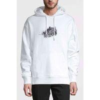 Leopar Baskılı Beyaz Erkek Kapşonlu Sweatshirt