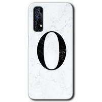 Realme 7 Kılıf HD Desen Baskılı Arka Kapak + Temperli Cam - Beyaz Mermer Desenli O Harfi