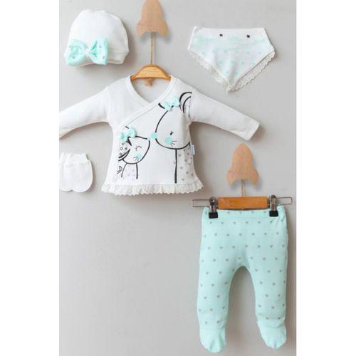 Little Mause Desenli % 100 Pamuk 5'li Kız Bebek Hastane Çıkış Seti