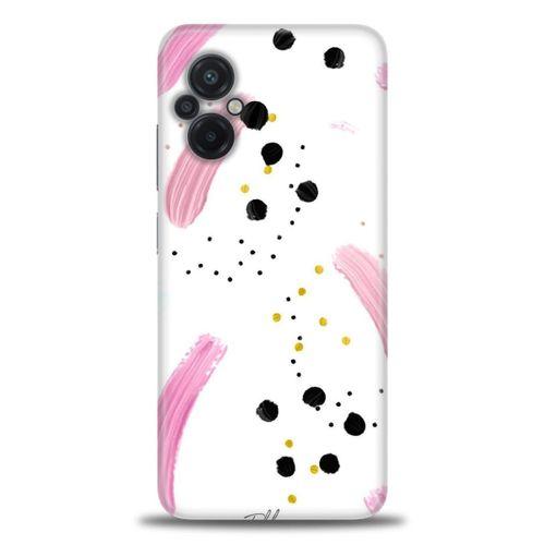 Xiaomi Poco M5 Kılıf HD Baskılı Kılıf - Pembe ve Benekler + Tam Ekran Koruyucu