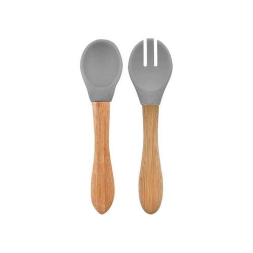 OiOi OiOi Mama Kaşığı ve Çatal Seti Powder Grey
