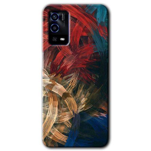 Oppo A55 Kılıf HD Desen Baskılı Arka Kapak + Temperli Cam - Karma Boyalar