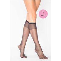 6 Adet Kadın Diz Altı Parlak Fit 15 Denye Çorap Siyah