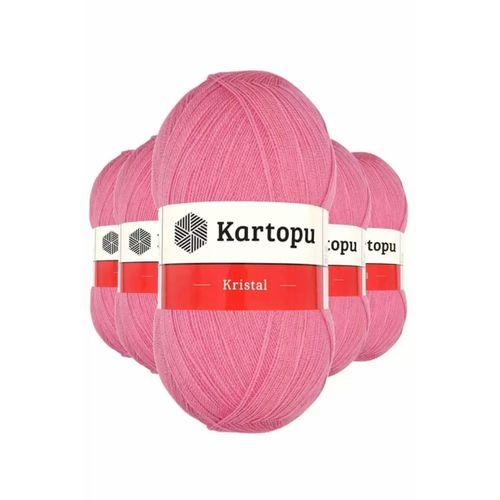 5 Adet Kristal Çift Katlı El Örgü Lif İpi Koyu Pembe K1790 - kartopu mudanis