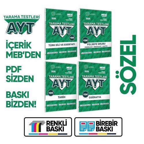 2026 YKS-AYT MEBİ-OGM 4lü Özgün Tarama Sözel (SÖZ) Test Kitabı SETİ A4 Boyut BASKI ÜCRETİ