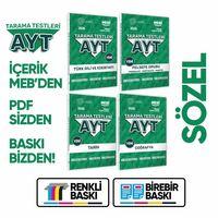 2026 YKS-AYT MEBİ-OGM 4lü Özgün Tarama Sözel (SÖZ) Test Kitabı SETİ A4 Boyut BASKI ÜCRETİ