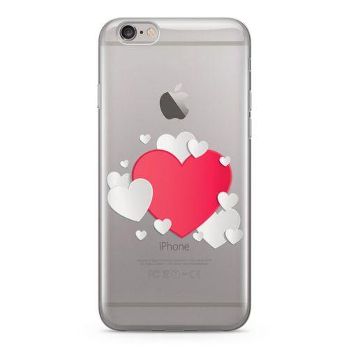 Apple iPhone 6 Plus - 6S Plus Kılıf Üç Boyutlu Kalpler Arka Kapak Koruma Desenli Full Koruyucu