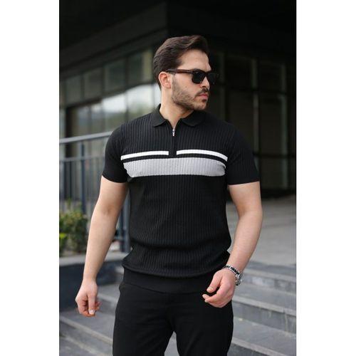 Erkek Örgü Desenli Renkli Kısa Kollu Triko Tişört