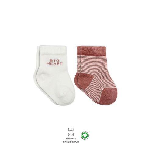 Bistyle Big Heart Penye Soket Çorap 2'Li BS10117 Pudra