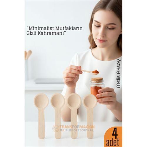 4’lü Ahşap Ölçü Kaşığı Seti – 6.5 cm Doğal Ahşap, Baharat ve Kahve İçin Pratik Mutfak Yardımcısı