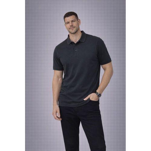 Orlando Polo Yaka Pike Kumaş Relaxed Fit Basic Düğmeli Relaxed Fit Erkek T-Shirt - Füme