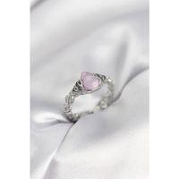 Gümüş Renk Pembe Damla Model Kadın Yüzük