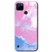 Realme C21 Kılıf HD Desen Baskılı Arka Kapak + Temperli Cam - Liquid Lekeler Art