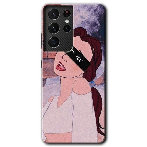 MRCİLETİSİM Samsung Galaxy S21 Ultra Kılıf HD Desen Baskılı Arka Kapak + Temperli Cam - Bad Girl