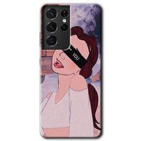 MRCİLETİSİM Samsung Galaxy S21 Ultra Kılıf HD Desen Baskılı Arka Kapak + Temperli Cam - Bad Girl