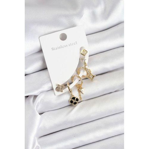 Pirinç Gold Renk Kadın Set Küpe