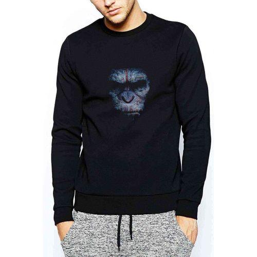 Maymunlar Gezegeni Baskılı Siyah Erkek Sweatshirt
