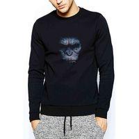 Maymunlar Gezegeni Baskılı Siyah Erkek Sweatshirt